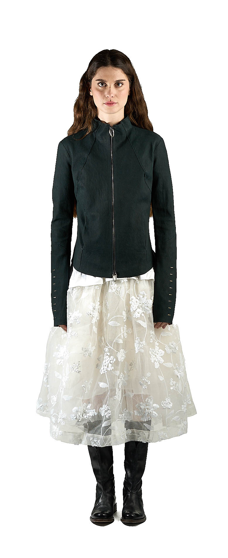 DANIELE BASTA LEATHER AND SILVER JACKET